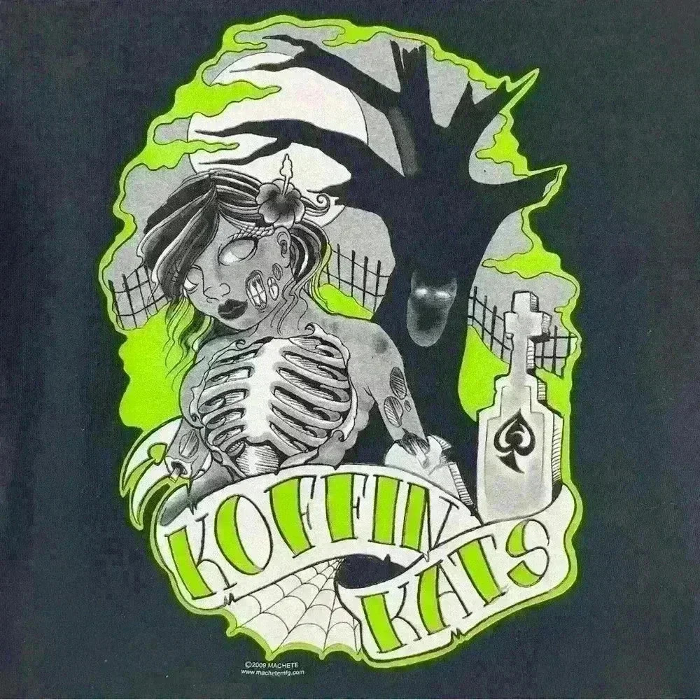 Vintage Koffin Kats Graphic Tee Black Delta Pro Weight  2009 Size S Halloween - Picture 3 of 16